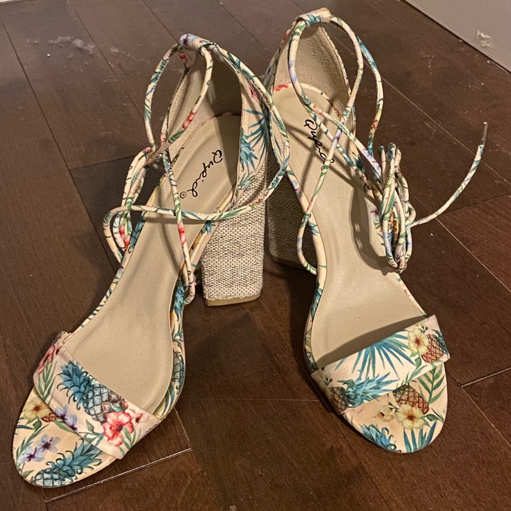 Lace-Up Tropical Heels